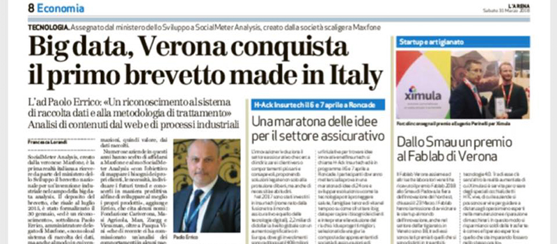 Big Data, Verona conquista il primo brevetto made in Italy (da L’Arena)