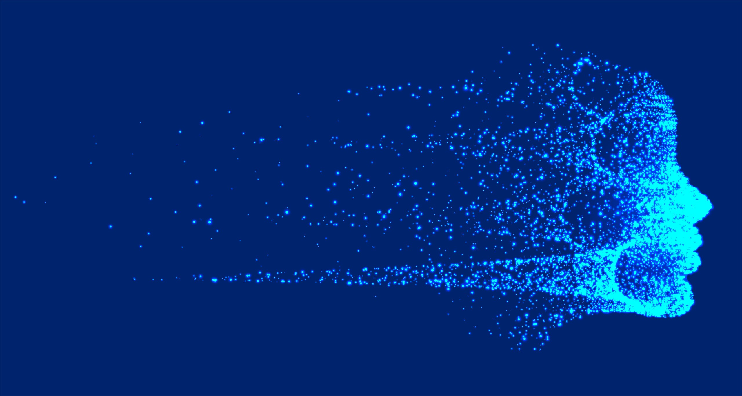 Sfondo blu e testa astratta azzurra.